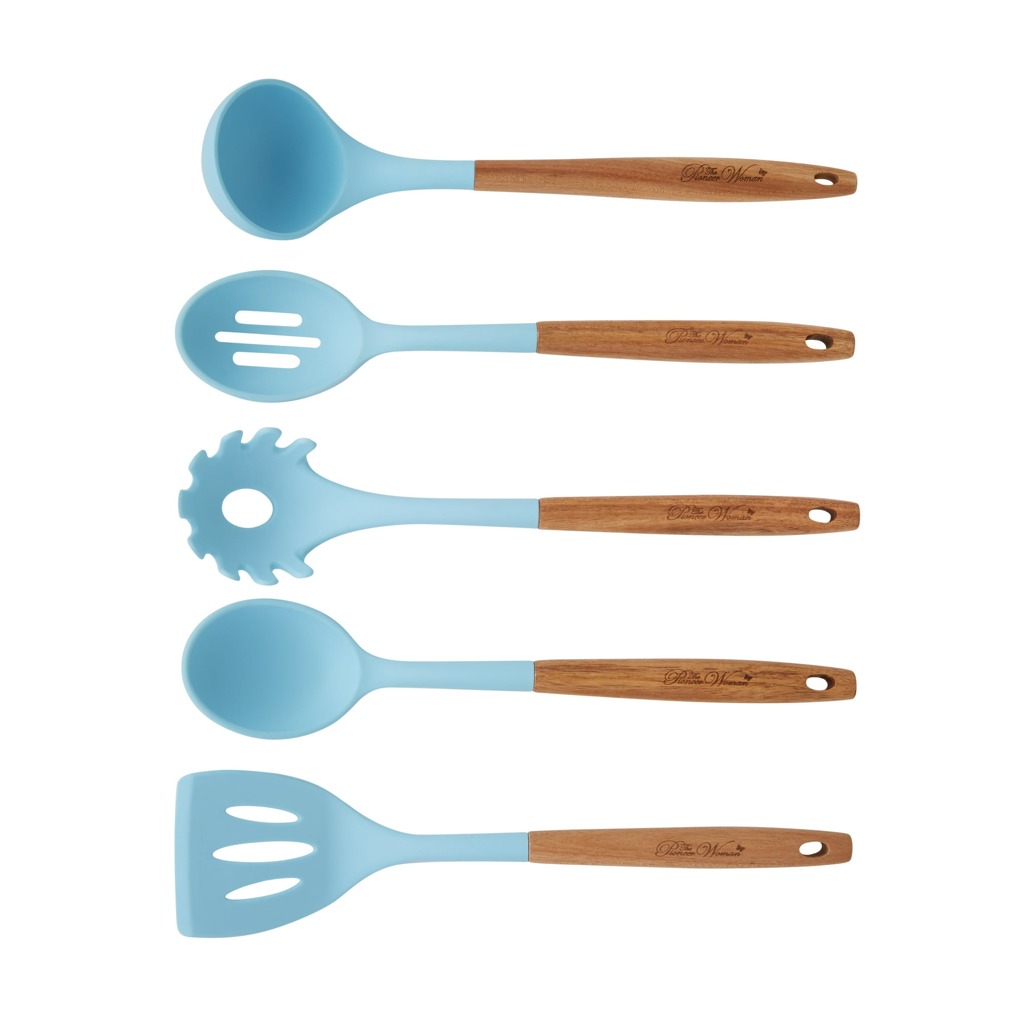 10-Piece Silicone and Wood Handle Kitchen Cooking Utensils Set