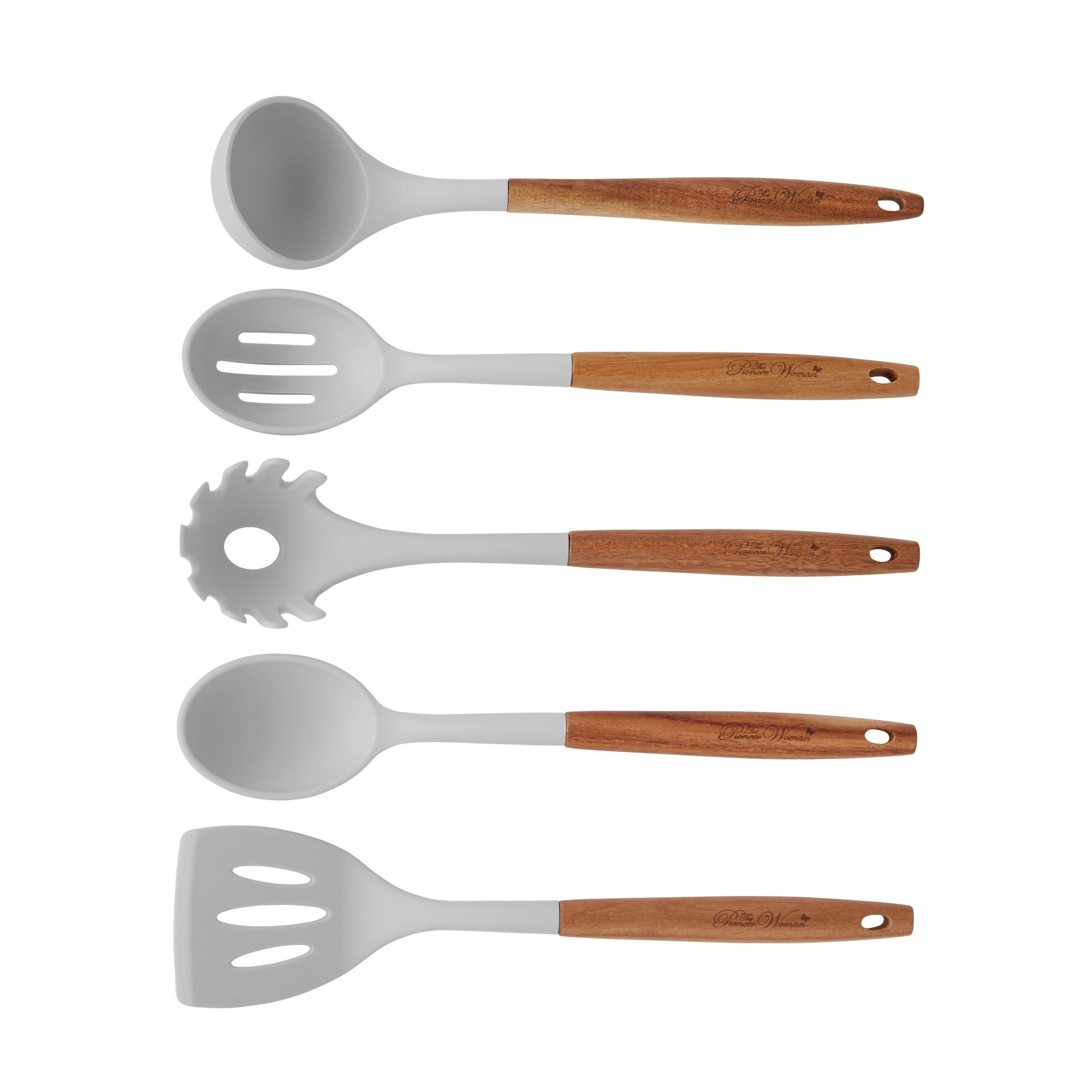 10-Piece Silicone and Wood Handle Kitchen Cooking Utensils Set