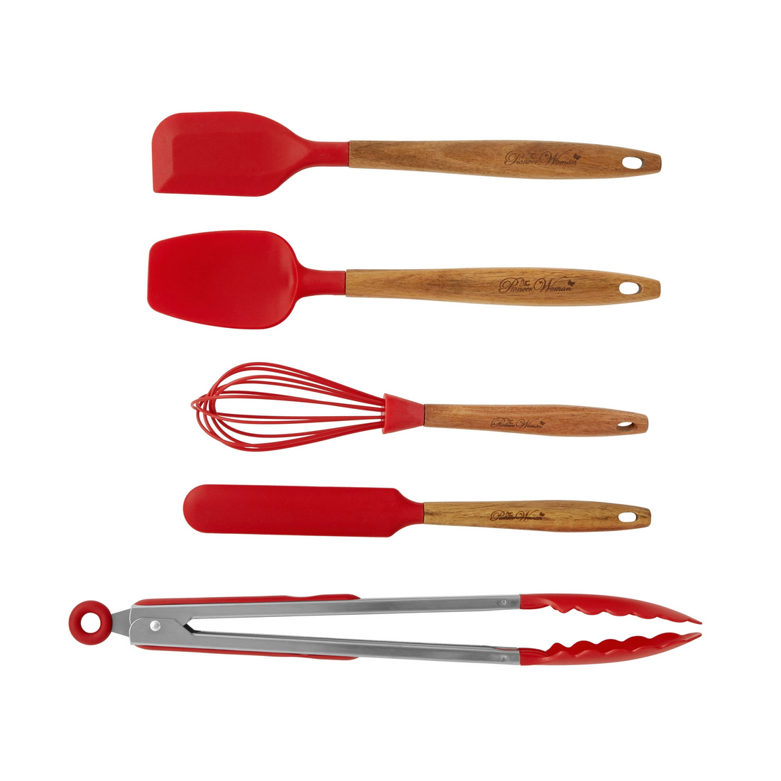 10-Piece Silicone and Wood Handle Kitchen Cooking Utensils Set