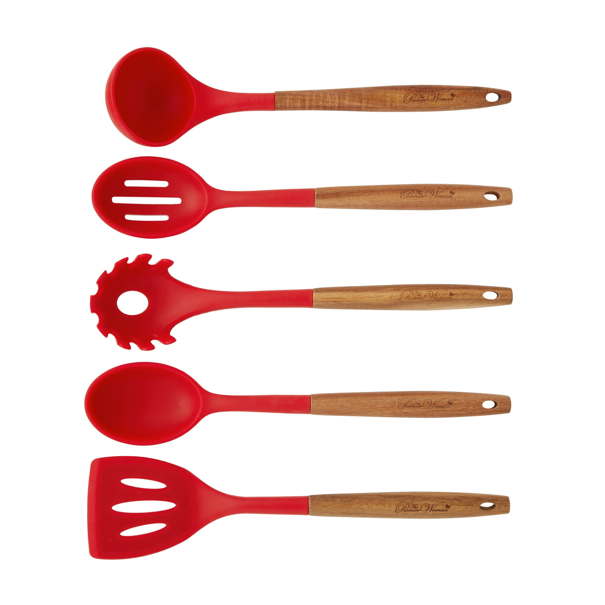 10-Piece Silicone and Wood Handle Kitchen Cooking Utensils Set