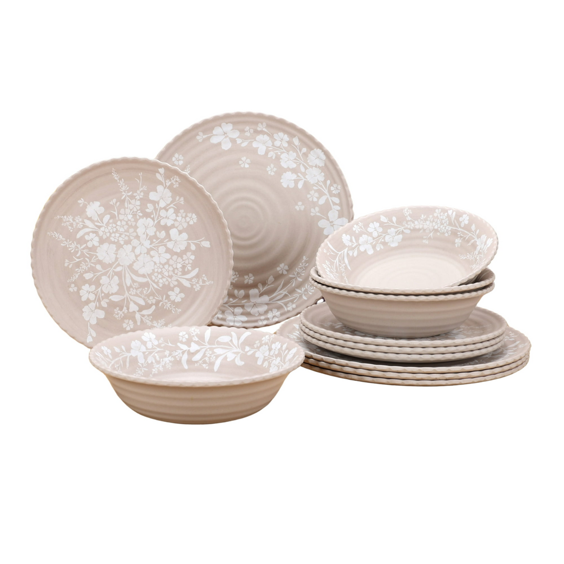Daisy 12-Piece Bamboo Melamine Dinnerware Set